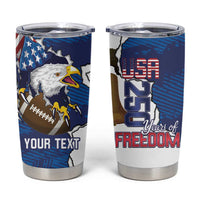 Personalized Football United States 250th Anniversary Tumbler Cup USA Flag Eagle Liberty Bell
