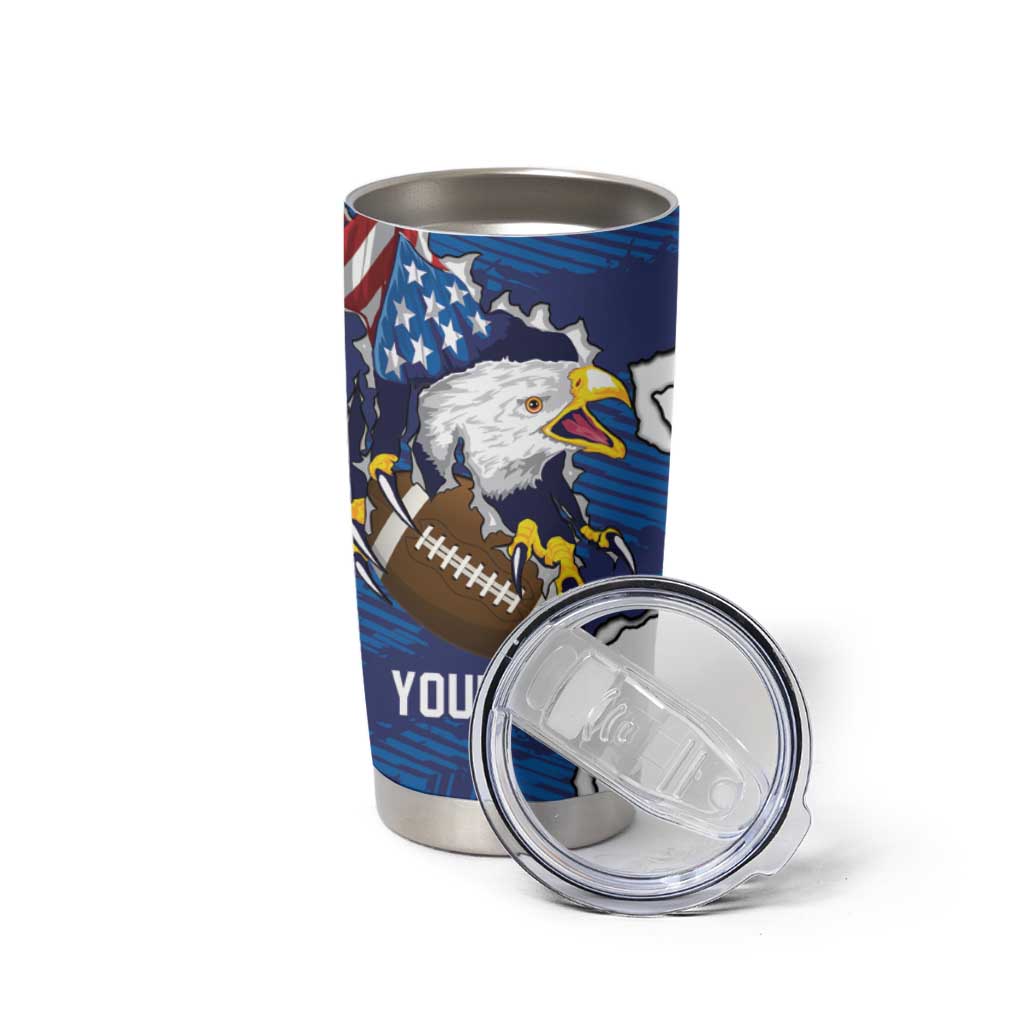 Personalized Football United States 250th Anniversary Tumbler Cup USA Flag Eagle Liberty Bell