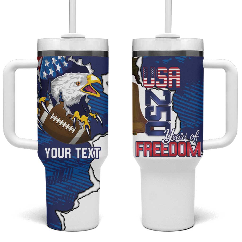 Personalized Football United States 250th Anniversary Tumbler With Handle USA Flag Eagle Liberty Bell
