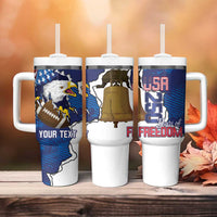 Personalized Football United States 250th Anniversary Tumbler With Handle USA Flag Eagle Liberty Bell