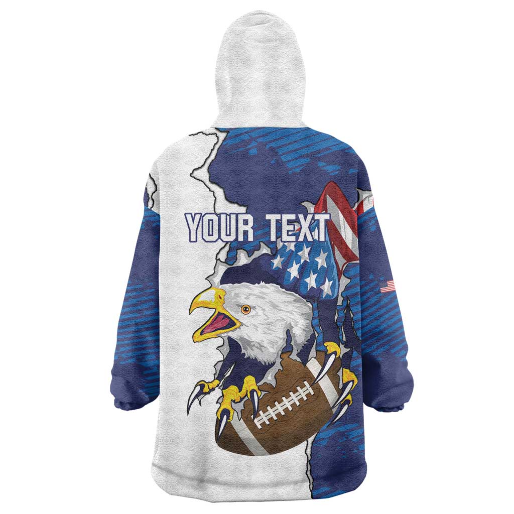 Personalized Football United States 250th Anniversary Wearable Blanket Hoodie USA Flag Eagle Liberty Bell