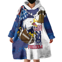 Personalized Football United States 250th Anniversary Wearable Blanket Hoodie USA Flag Eagle Liberty Bell
