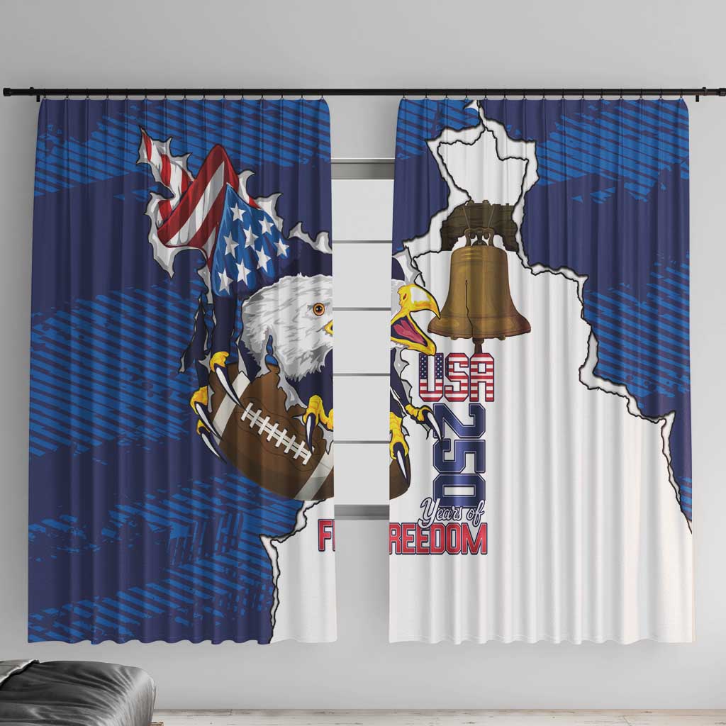 Football United States 250th Anniversary Window Curtain USA Flag Eagle Liberty Bell