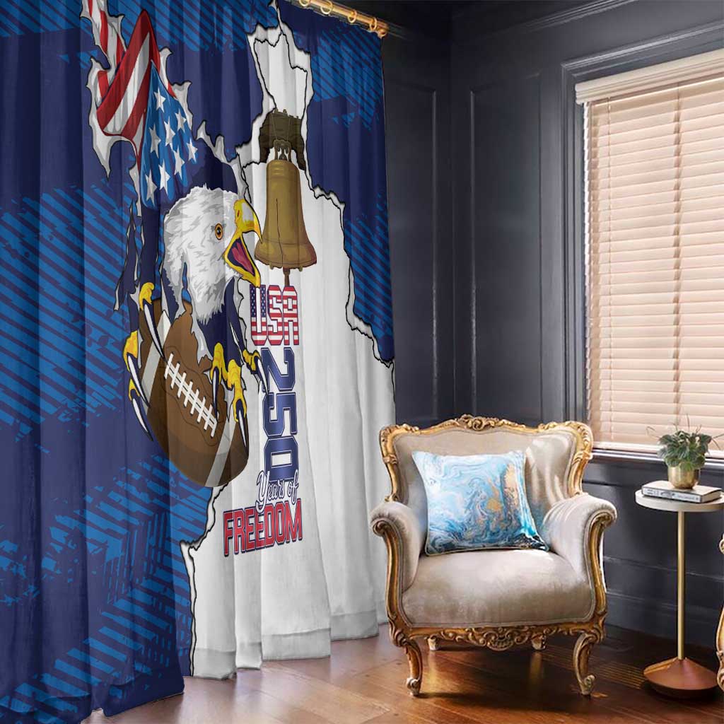 Football United States 250th Anniversary Window Curtain USA Flag Eagle Liberty Bell