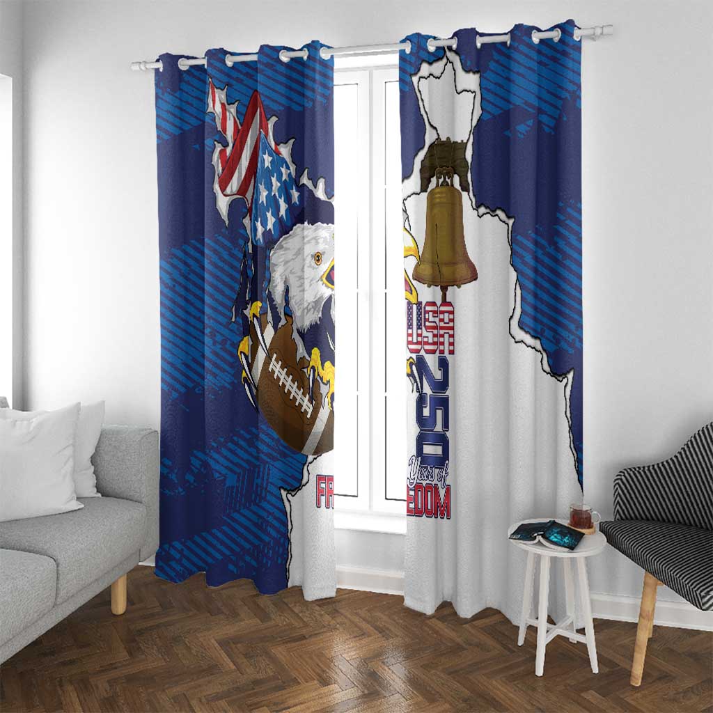 Football United States 250th Anniversary Window Curtain USA Flag Eagle Liberty Bell