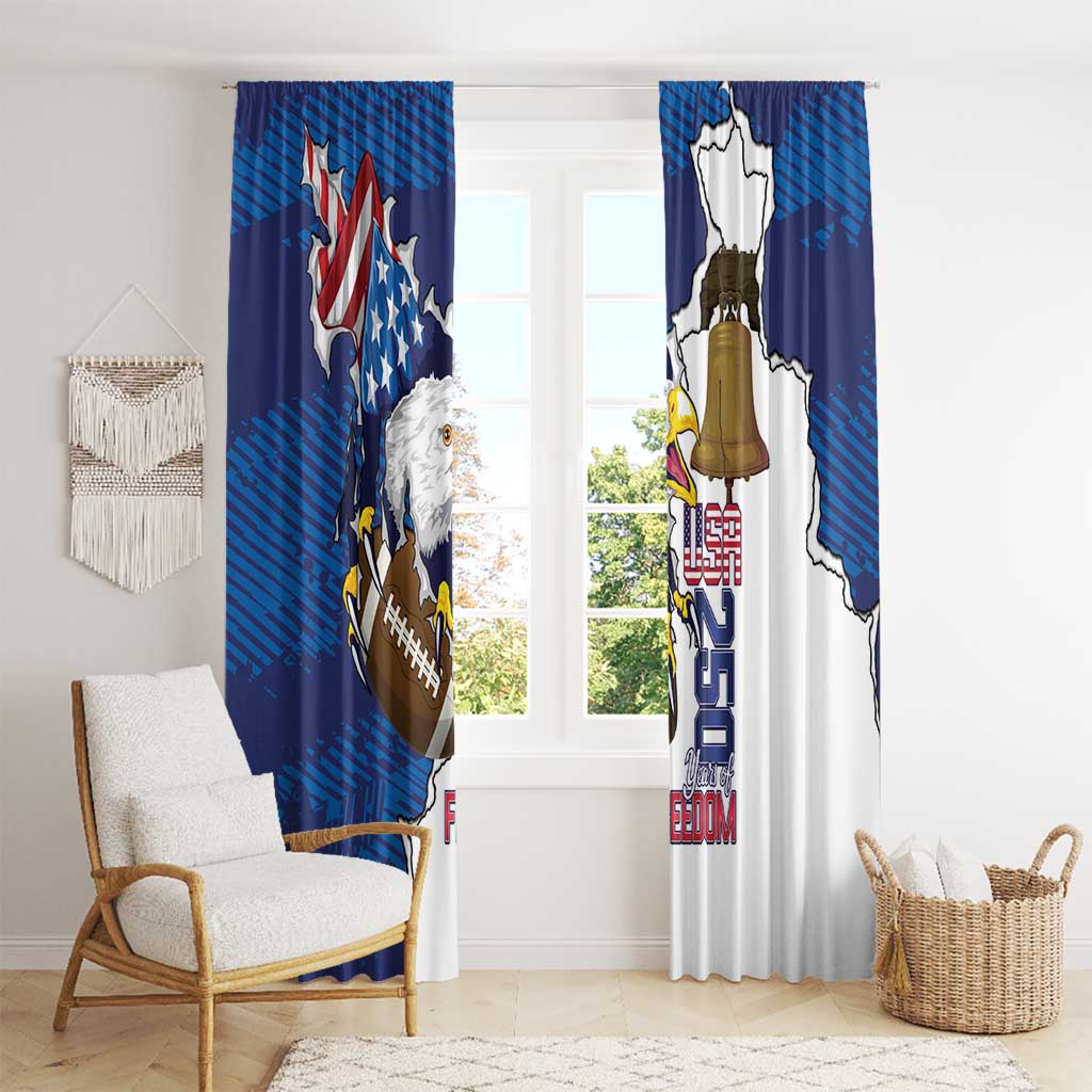 Football United States 250th Anniversary Window Curtain USA Flag Eagle Liberty Bell