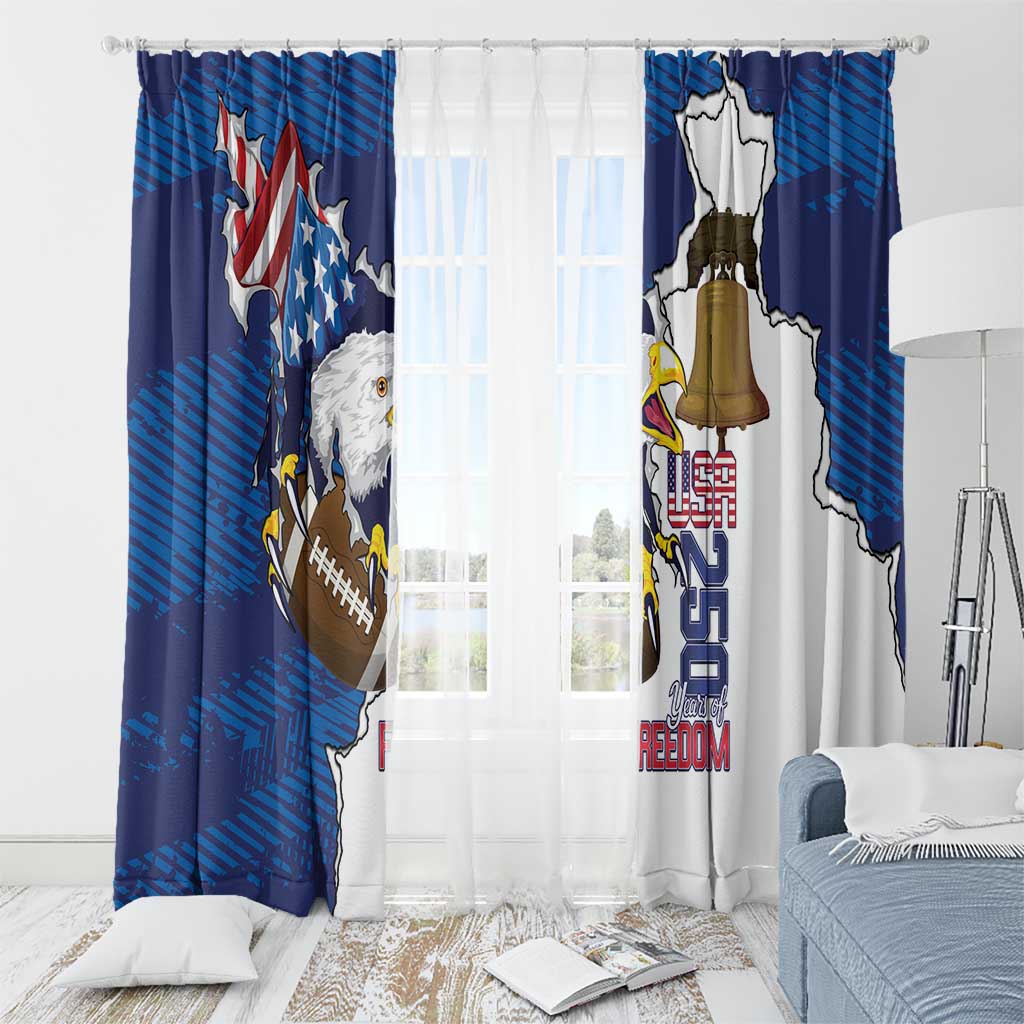 Football United States 250th Anniversary Window Curtain USA Flag Eagle Liberty Bell