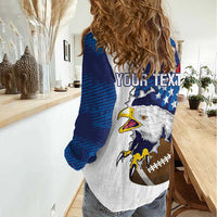 Personalized Football United States 250th Anniversary Women Casual Shirt USA Flag Eagle Liberty Bell