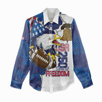 Personalized Football United States 250th Anniversary Women Casual Shirt USA Flag Eagle Liberty Bell