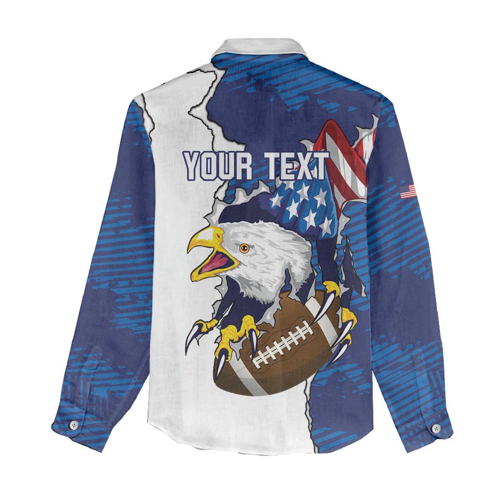 Personalized Football United States 250th Anniversary Women Casual Shirt USA Flag Eagle Liberty Bell