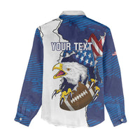Personalized Football United States 250th Anniversary Women Casual Shirt USA Flag Eagle Liberty Bell