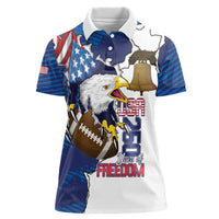 Personalized Football United States 250th Anniversary Women Polo Shirt USA Flag Eagle Liberty Bell