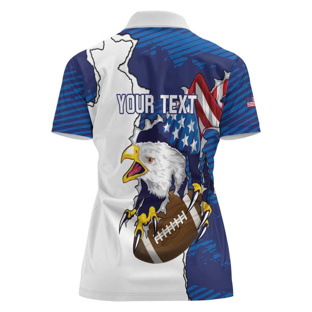 Personalized Football United States 250th Anniversary Women Polo Shirt USA Flag Eagle Liberty Bell