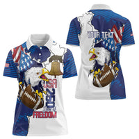 Personalized Football United States 250th Anniversary Women Polo Shirt USA Flag Eagle Liberty Bell