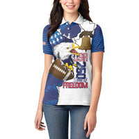 Personalized Football United States 250th Anniversary Women Polo Shirt USA Flag Eagle Liberty Bell
