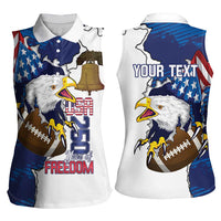 Personalized Football United States 250th Anniversary Women Sleeveless Polo Shirt USA Flag Eagle Liberty Bell