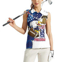 Personalized Football United States 250th Anniversary Women Sleeveless Polo Shirt USA Flag Eagle Liberty Bell