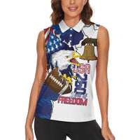 Personalized Football United States 250th Anniversary Women Sleeveless Polo Shirt USA Flag Eagle Liberty Bell