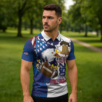 Personalized Football United States 250th Anniversary Zipper Polo Shirt USA Flag Eagle Liberty Bell