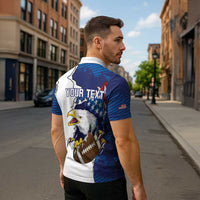 Personalized Football United States 250th Anniversary Zipper Polo Shirt USA Flag Eagle Liberty Bell