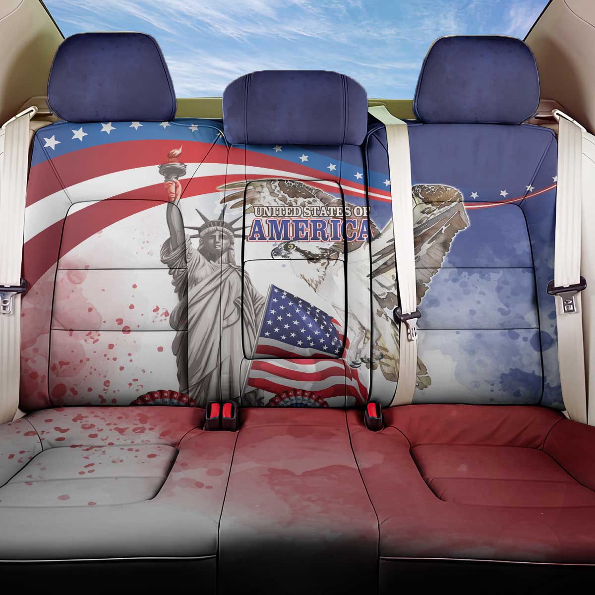 United States 4th Of July Back Car Seat Cover USA Osprey 250 Years Of Freedom