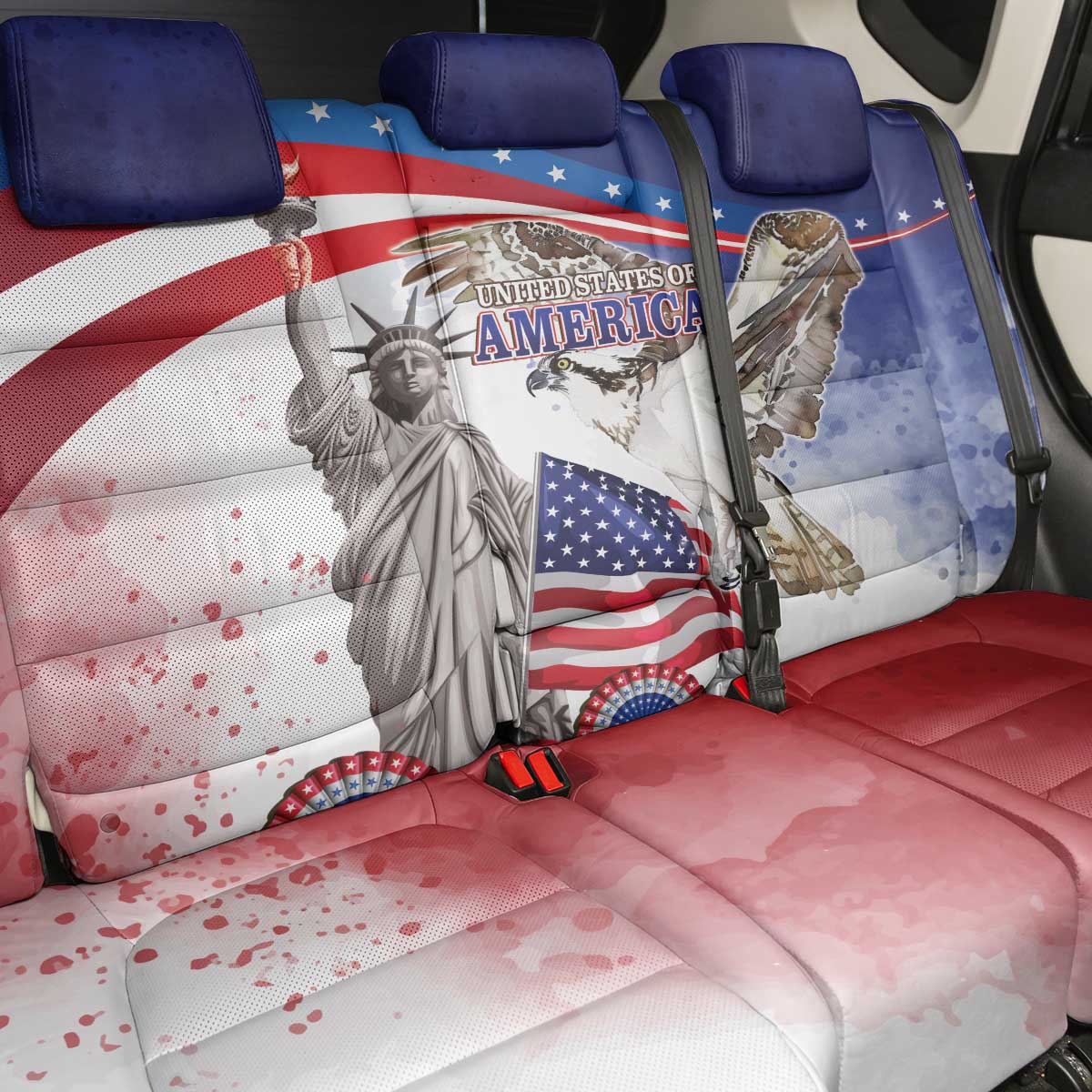 United States 4th Of July Back Car Seat Cover USA Osprey 250 Years Of Freedom