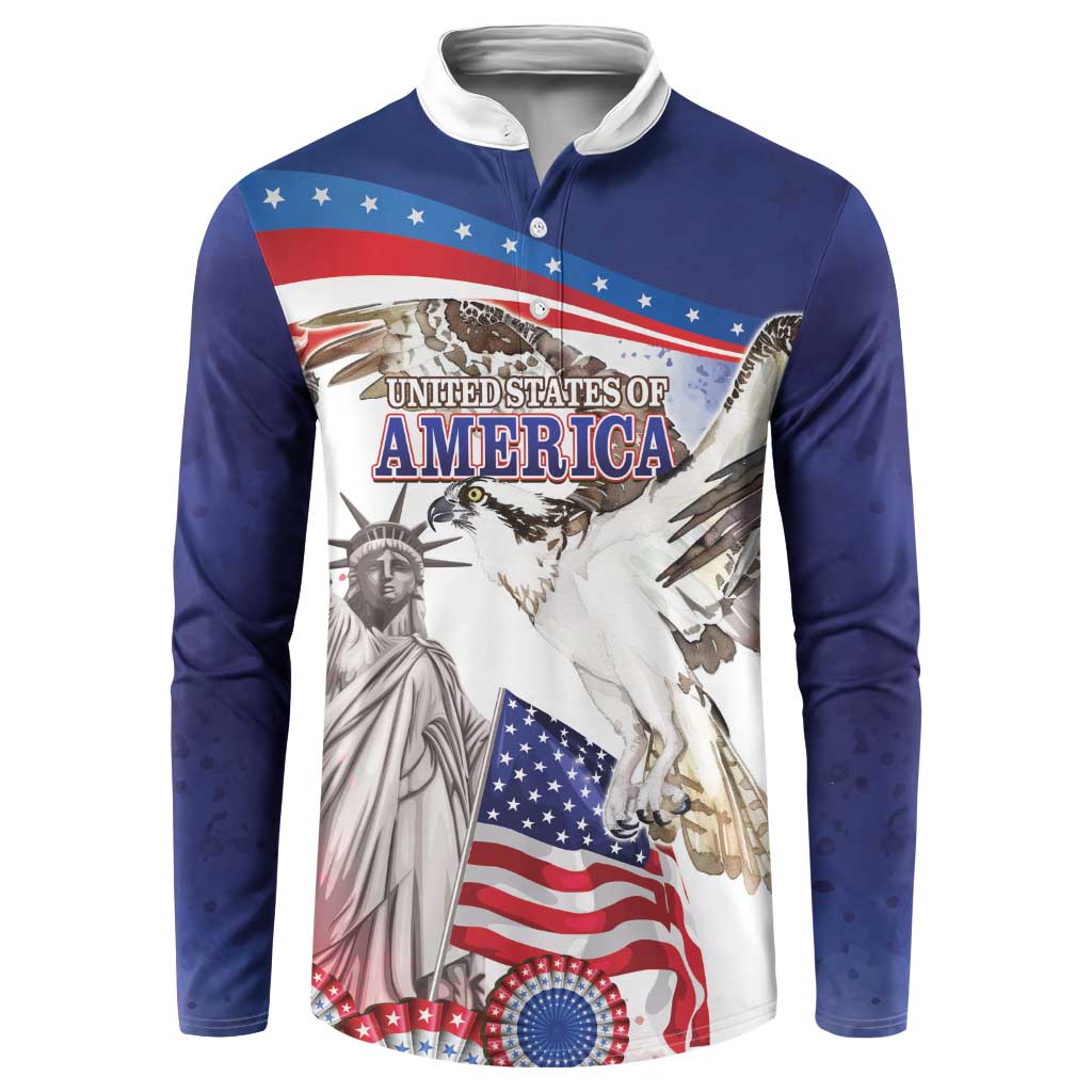 United States 4th Of July Button Sweatshirt USA Osprey 250 Years Of Freedom