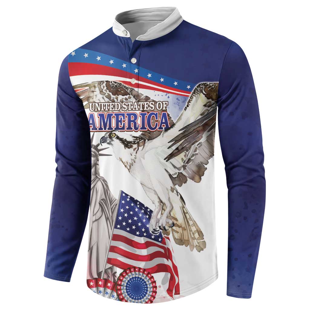 United States 4th Of July Button Sweatshirt USA Osprey 250 Years Of Freedom
