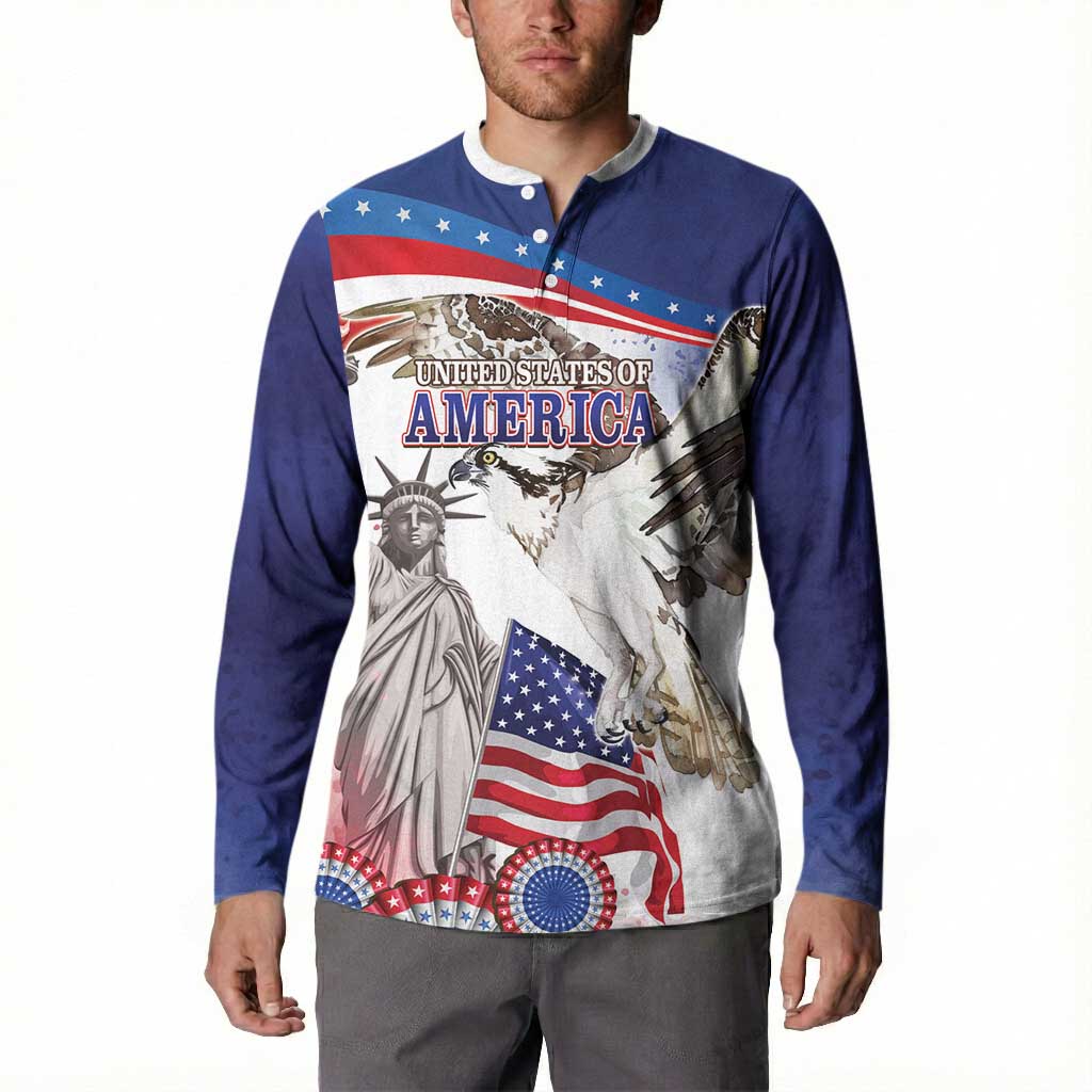 United States 4th Of July Button Sweatshirt USA Osprey 250 Years Of Freedom