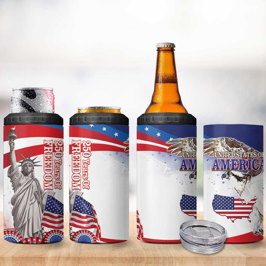United States 4th Of July 4 in 1 Can Cooler Tumbler USA Osprey 250 Years Of Freedom