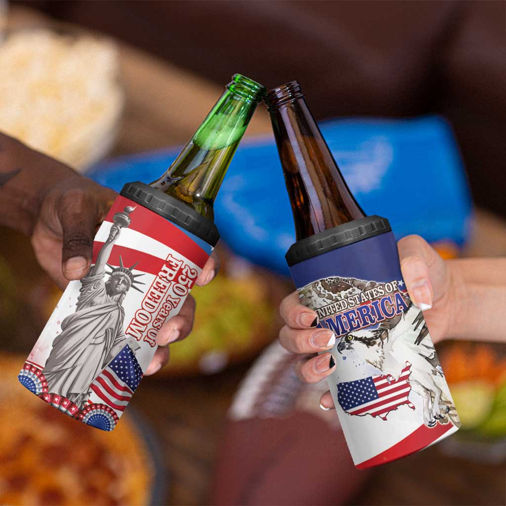 United States 4th Of July 4 in 1 Can Cooler Tumbler USA Osprey 250 Years Of Freedom