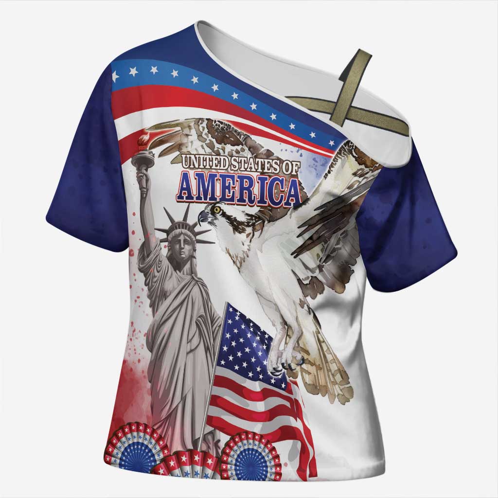 United States 4th Of July Cross Shoulder Shirt USA Osprey 250 Years Of Freedom