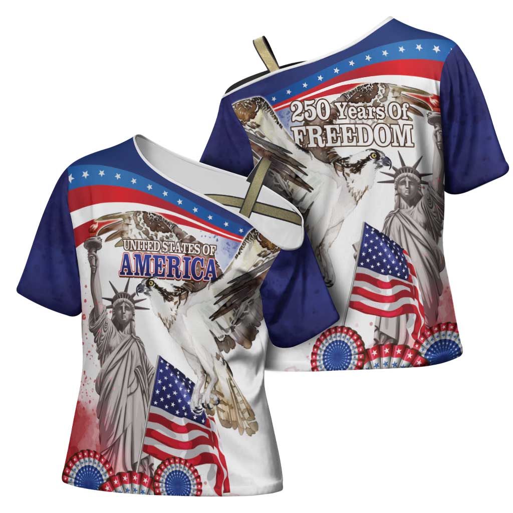 United States 4th Of July Cross Shoulder Shirt USA Osprey 250 Years Of Freedom