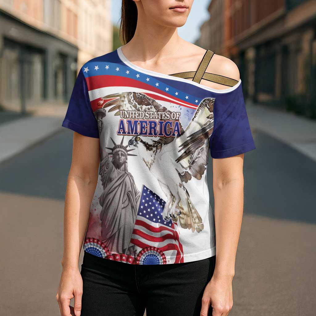 United States 4th Of July Cross Shoulder Shirt USA Osprey 250 Years Of Freedom