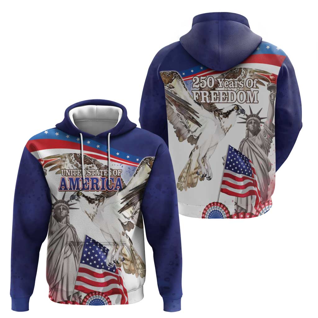 United States 4th Of July Hoodie USA Osprey 250 Years Of Freedom