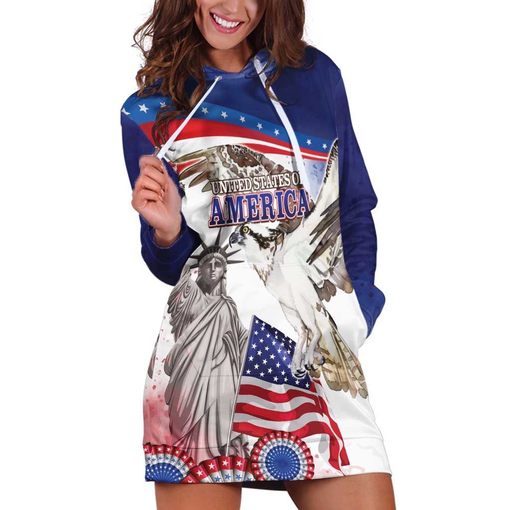 United States 4th Of July Hoodie Dress USA Osprey 250 Years Of Freedom