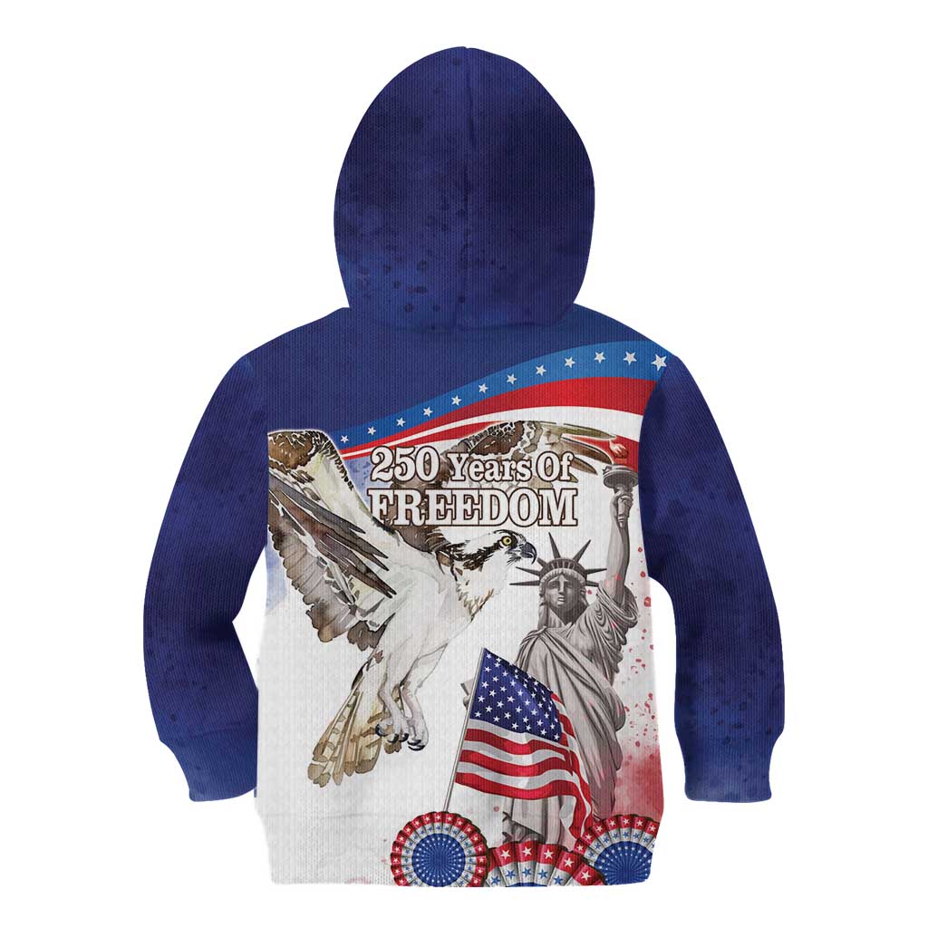 United States 4th Of July Kid Hoodie USA Osprey 250 Years Of Freedom