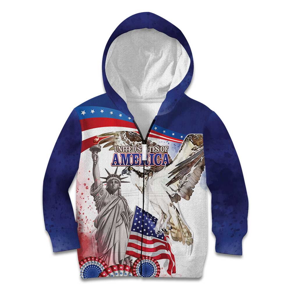United States 4th Of July Kid Hoodie USA Osprey 250 Years Of Freedom