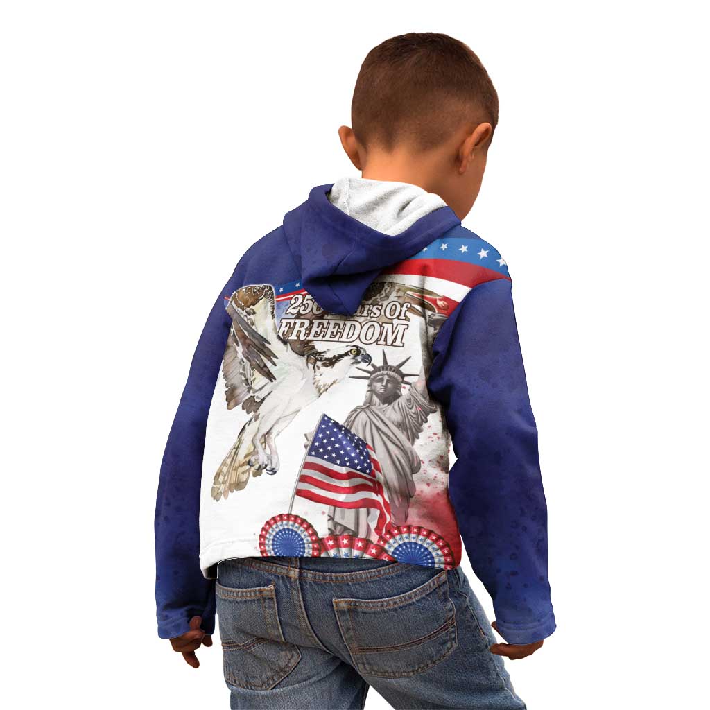 United States 4th Of July Kid Hoodie USA Osprey 250 Years Of Freedom