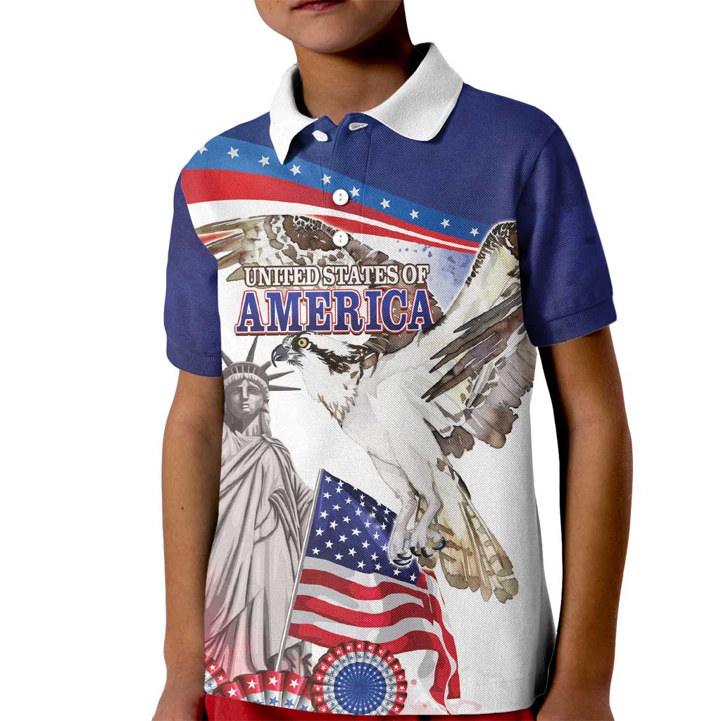 United States 4th Of July Kid Polo Shirt USA Osprey 250 Years Of Freedom