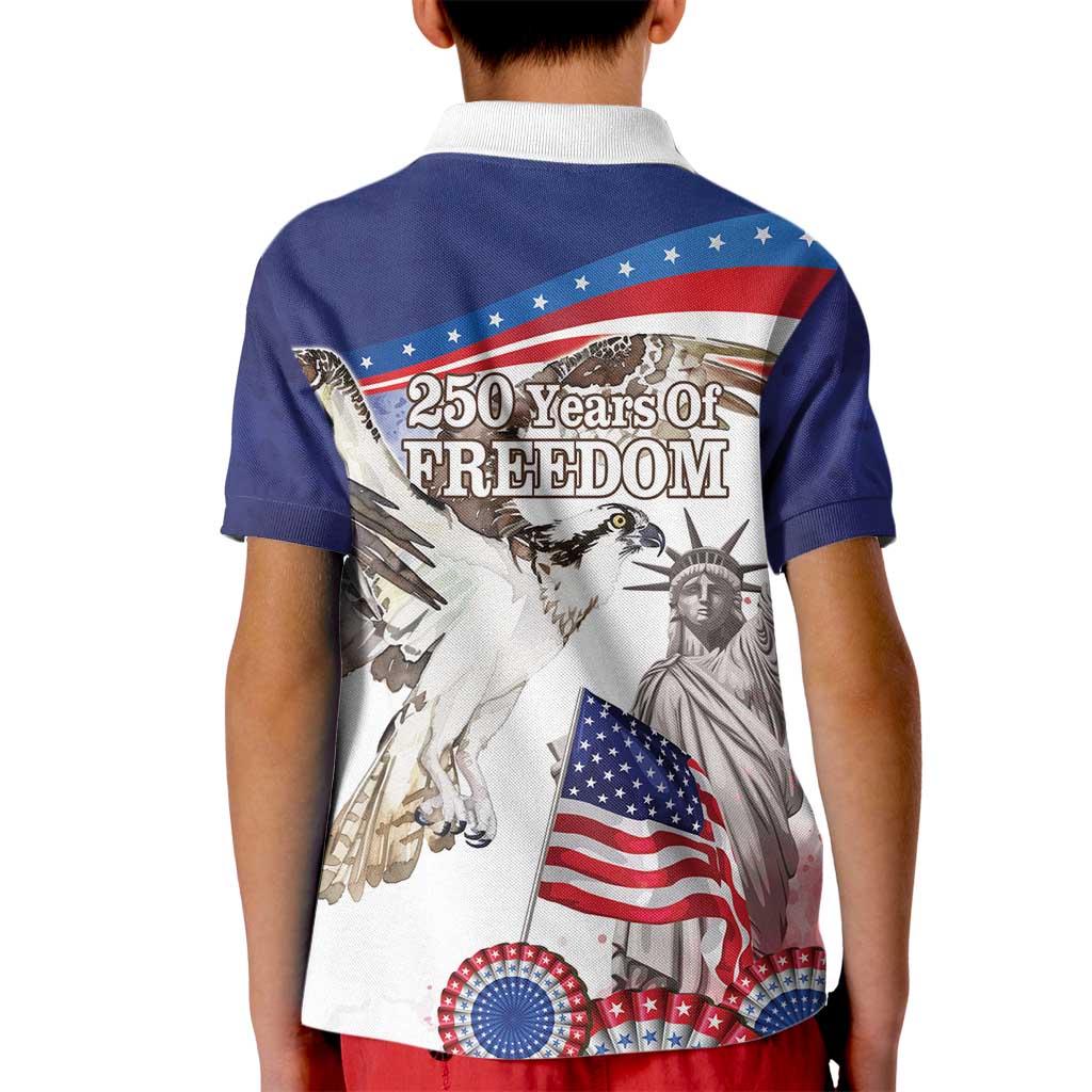 United States 4th Of July Kid Polo Shirt USA Osprey 250 Years Of Freedom