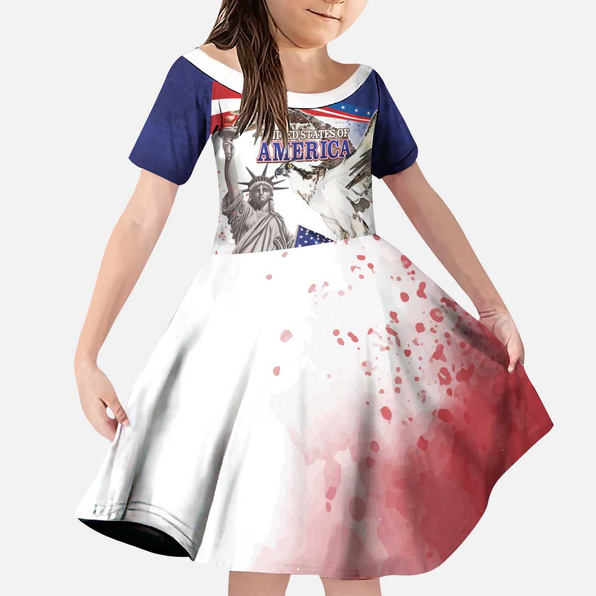 United States 4th Of July Kid Short Sleeve Dress USA Osprey 250 Years Of Freedom
