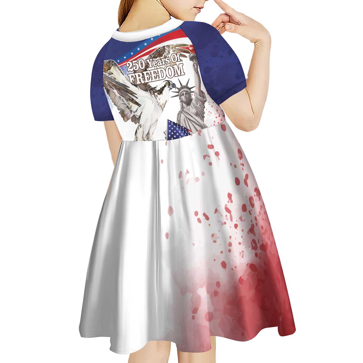 United States 4th Of July Kid Short Sleeve Dress USA Osprey 250 Years Of Freedom