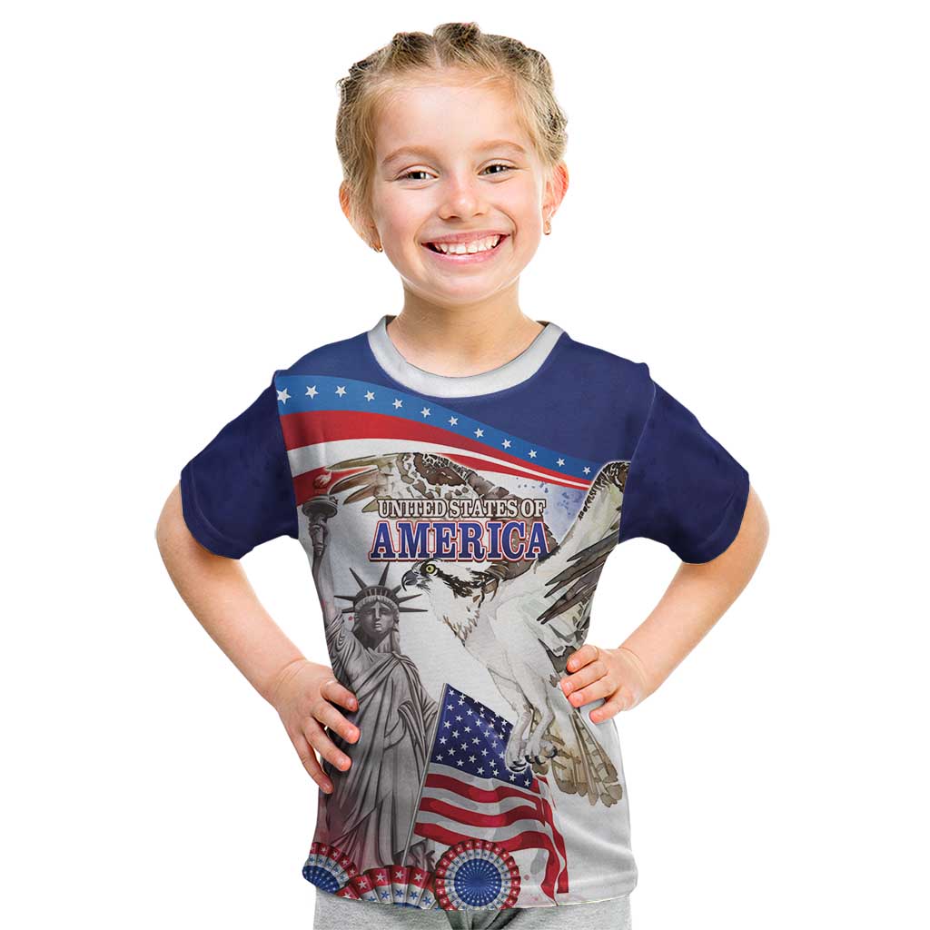 United States 4th Of July Kid T Shirt USA Osprey 250 Years Of Freedom