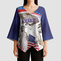 United States 4th Of July Kimono Sleeve Blouse USA Osprey 250 Years Of Freedom