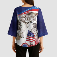 United States 4th Of July Kimono Sleeve Blouse USA Osprey 250 Years Of Freedom