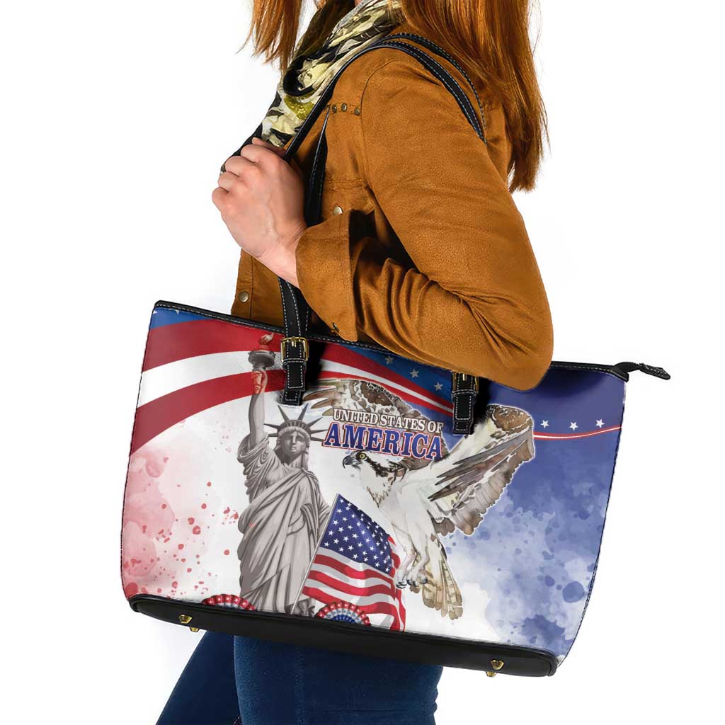 United States 4th Of July Leather Tote Bag USA Osprey 250 Years Of Freedom