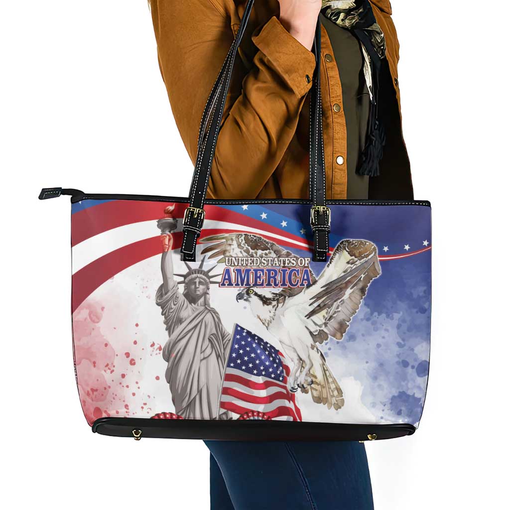 United States 4th Of July Leather Tote Bag USA Osprey 250 Years Of Freedom