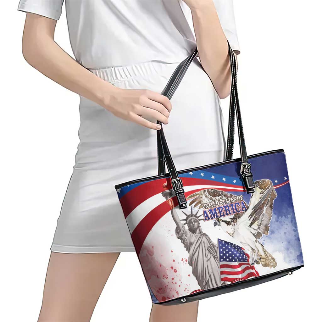 United States 4th Of July Leather Tote Bag USA Osprey 250 Years Of Freedom