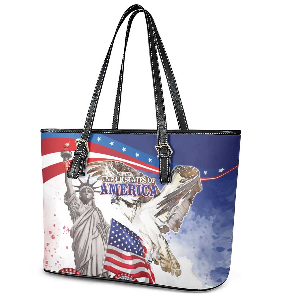 United States 4th Of July Leather Tote Bag USA Osprey 250 Years Of Freedom